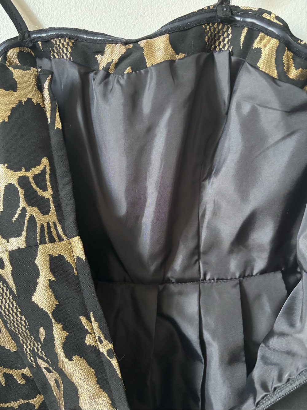 H&M Strap Mini Dress in Black and Gold Jacquard - Picture 4 of 9